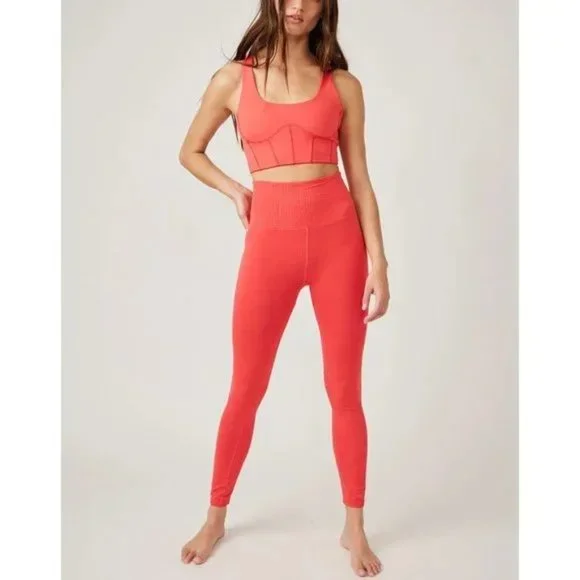 FREE PEOPLE NEW MOVEMENT Bright Red Round Robbin Brami Sports Bra Size L - Picture 8 of 8